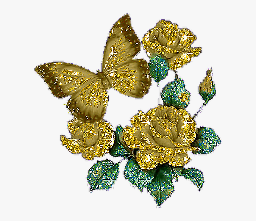 #gold #glitter #butterfly - Gold Glitter Butterfly Png, Transparent Png, Free Download