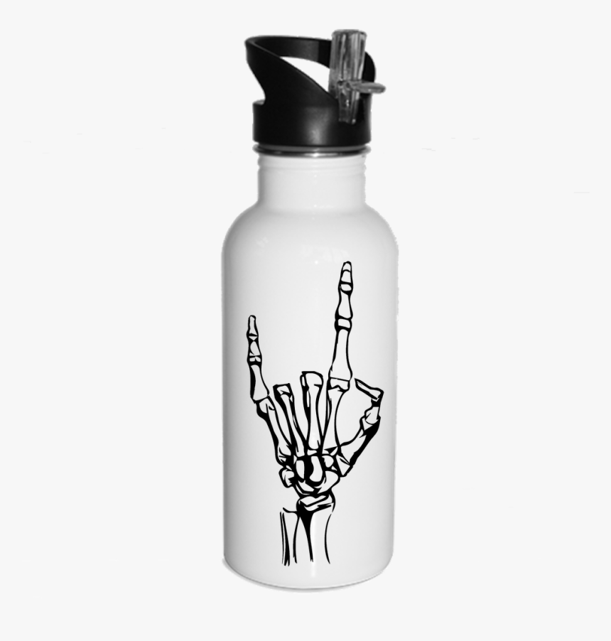 Devil Horns Water Bottle Skull Metalhead - Video Game Water Bottle, HD Png Download, Free Download