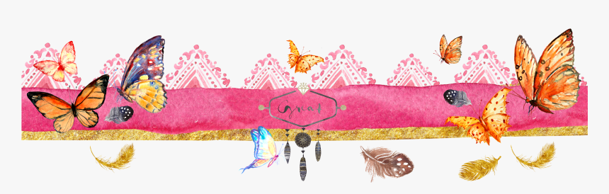 Butterfly Banner W Gold - Butterfly Banner Png, Transparent Png ...