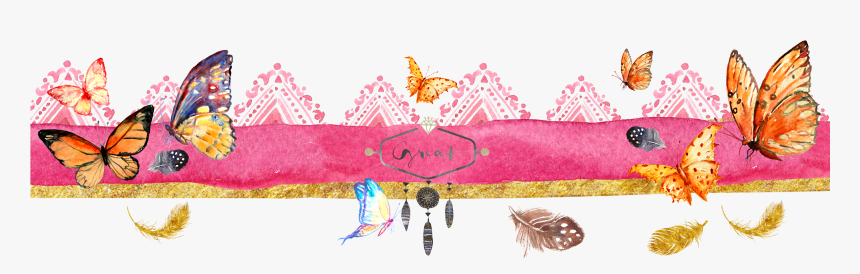 Butterfly Banner W Gold - Butterfly Banner Png, Transparent Png, Free Download