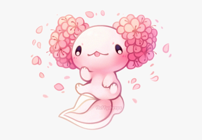 #axolotl #axolote #pink #kawai #cute #flowers #petals#iwantaaxolotl