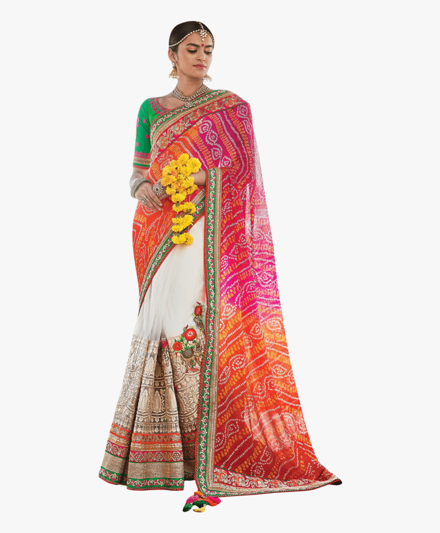 Womens Embroidered Saree - Bandhani Designer Saree Online, HD Png Download, Free Download