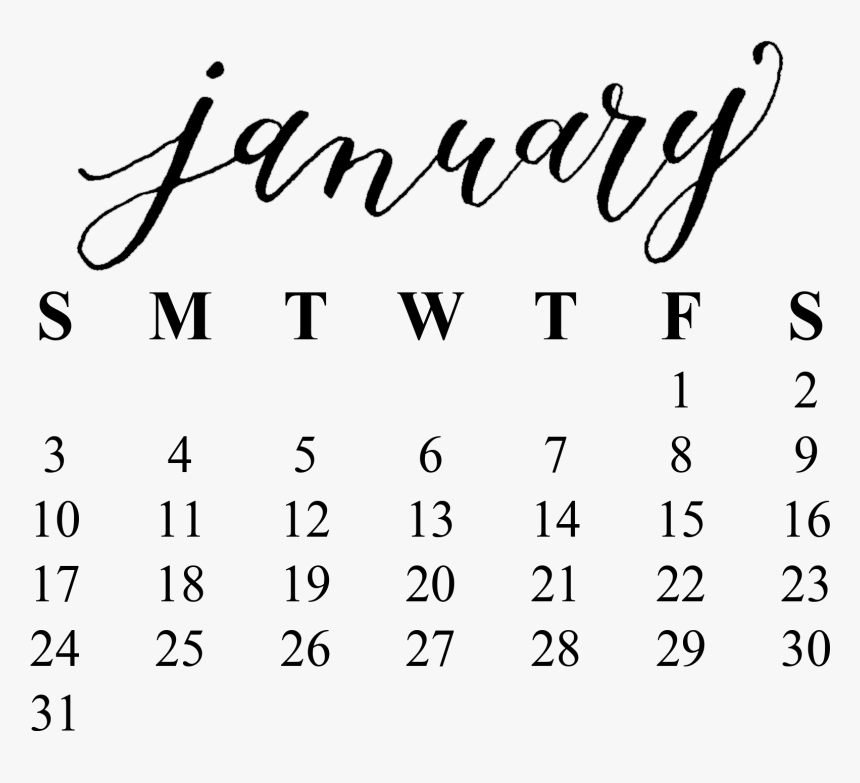 January Calendar Png, Transparent Png, Free Download