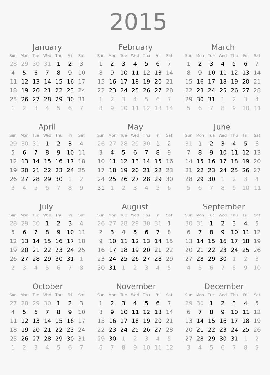 12 Month 2019 Printable Calendar, HD Png Download, Free Download