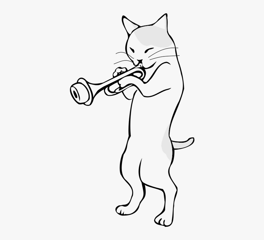 Trumpet, Musical Instruments, Music, Jazz, Cat - Animal Playing Instrument Drawing, HD Png Download, Free Download