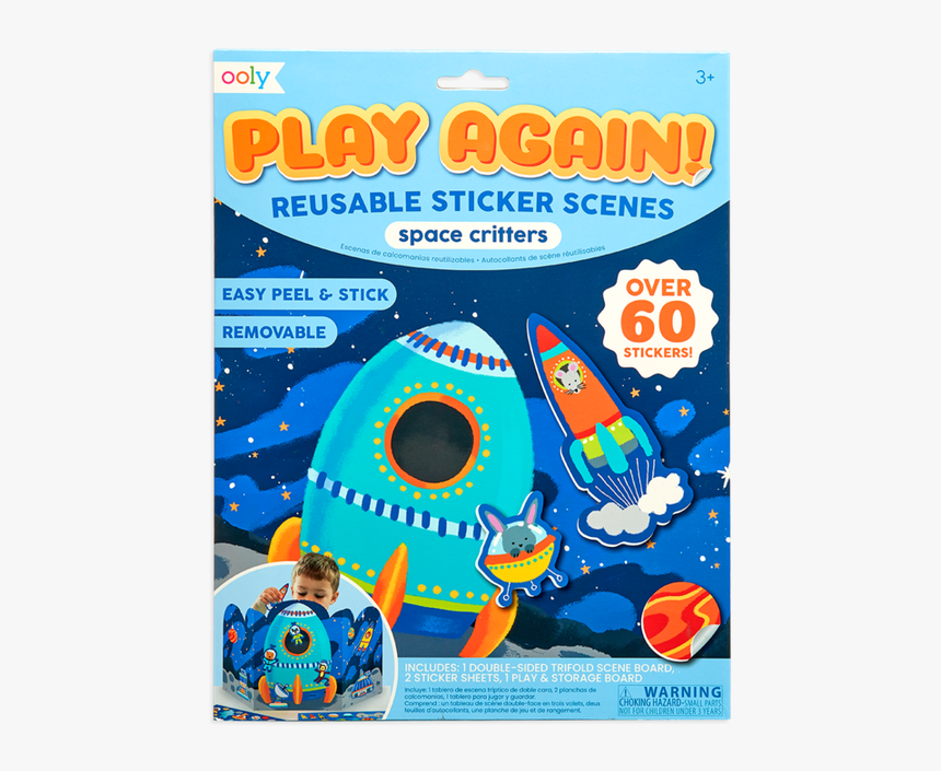 Play Again Reusable Stickers Scene Space Critters, HD Png Download, Free Download