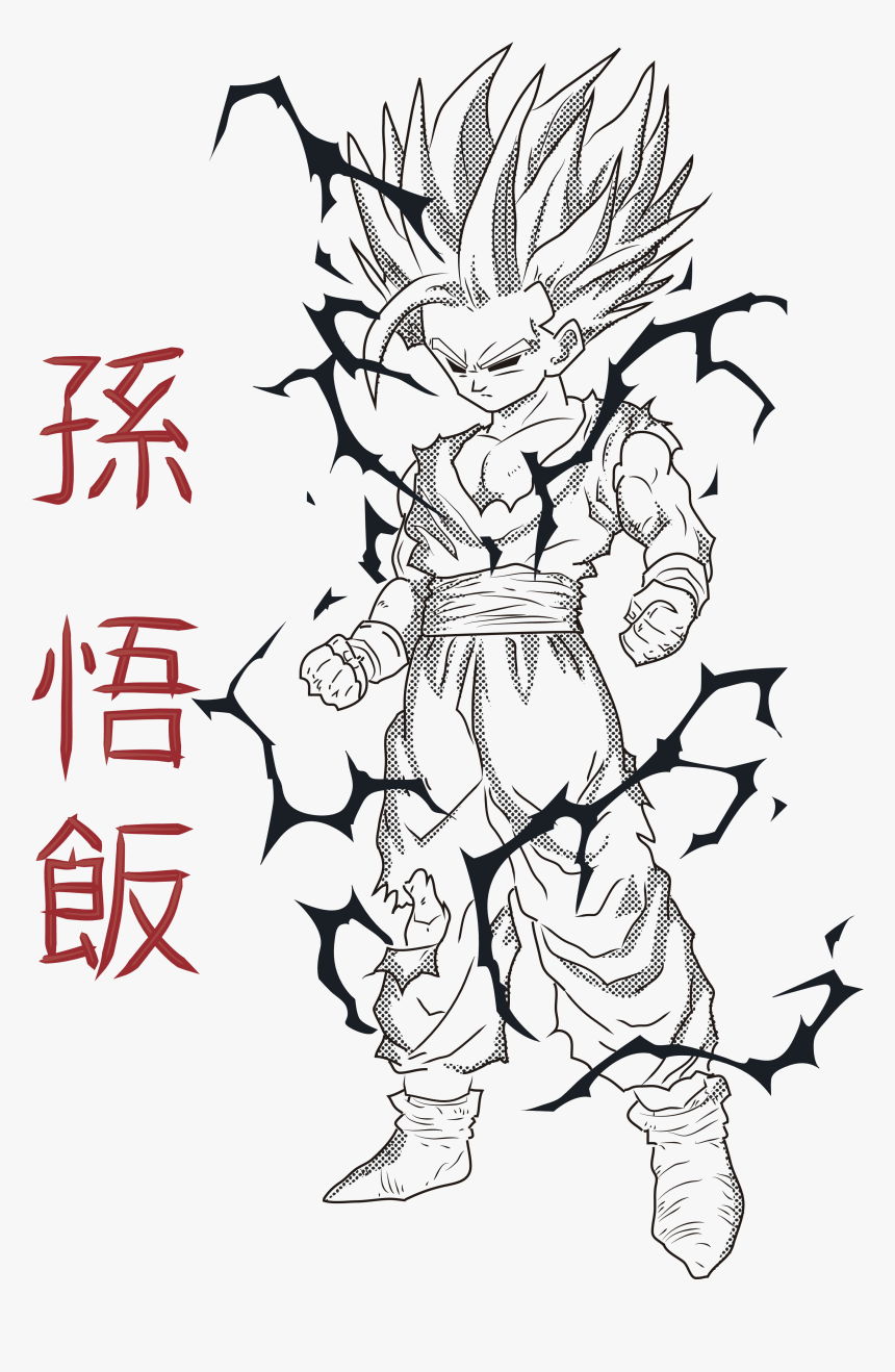 Gohan Black And White, HD Png Download, Free Download