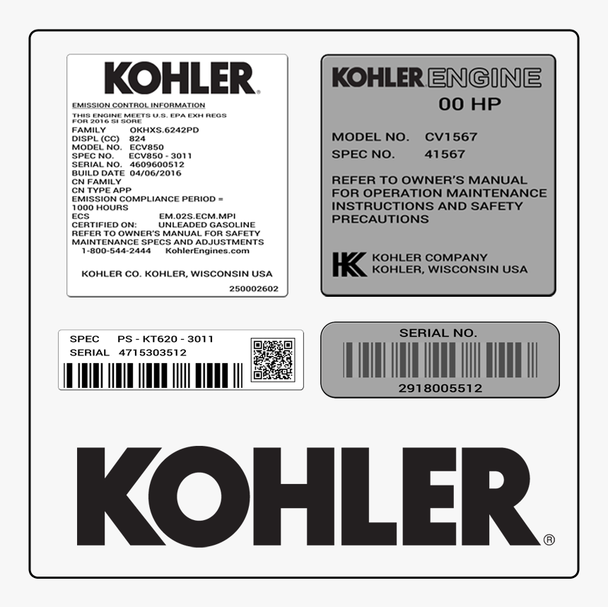 Examples Of What Kohler Model Tags Usually Look Like - Kohler, HD Png Download, Free Download