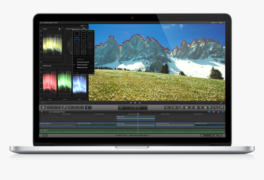 Laptop With Color Editing - Final Cut Pro, HD Png Download, Free Download