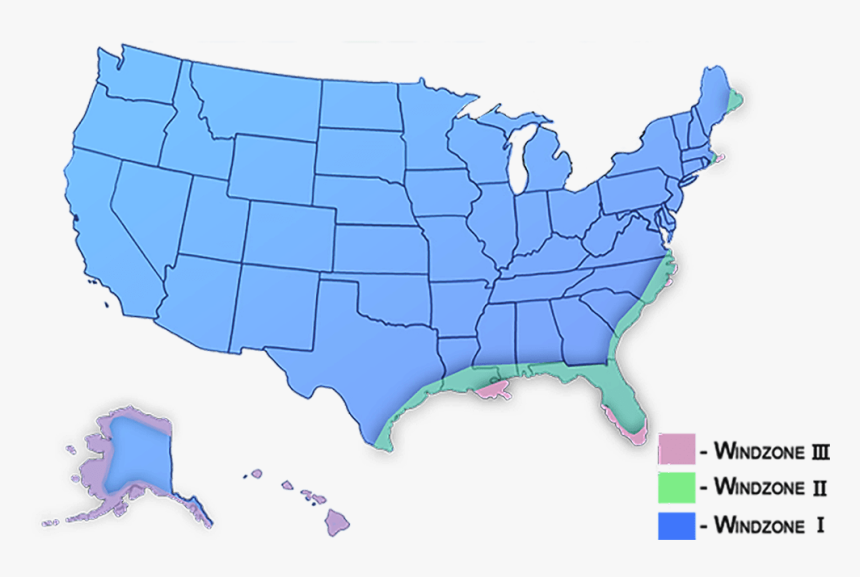 Usa Windzone Map - 2016 Election Red And Blue States, HD Png Download, Free Download