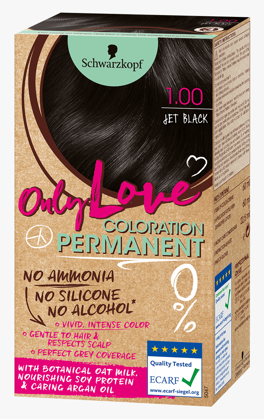 Only Love Com Coloration Permanent 1 00 Jet Black - Schwarzkopf Only Love Hair Dye, HD Png Download, Free Download