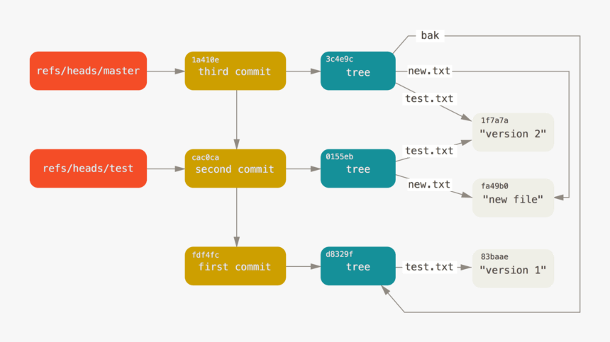 Git Directory Objects With Branch Head References Included - Git Architecture With Branches, HD Png Download, Free Download