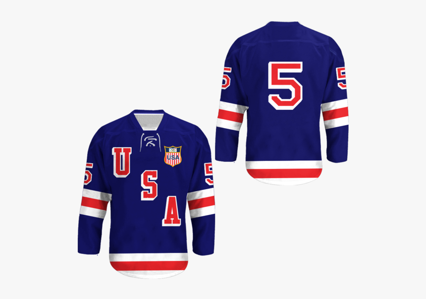 1960 Herb Brooks 5 Usa Hockey Jersey With Patch Colors - Sailing Team Hockey Jersey, HD Png Download, Free Download