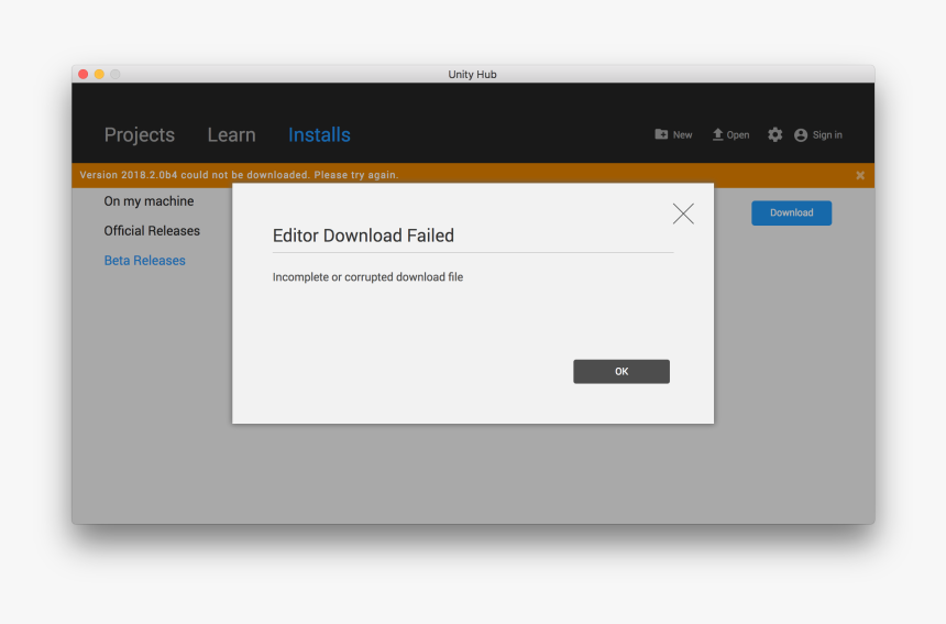 Unity Hub Editor Download Failed, HD Png Download, Free Download