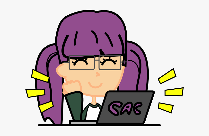 Suntek Computer Art Club Girl Line Sticker - Cartoon, HD Png Download, Free Download