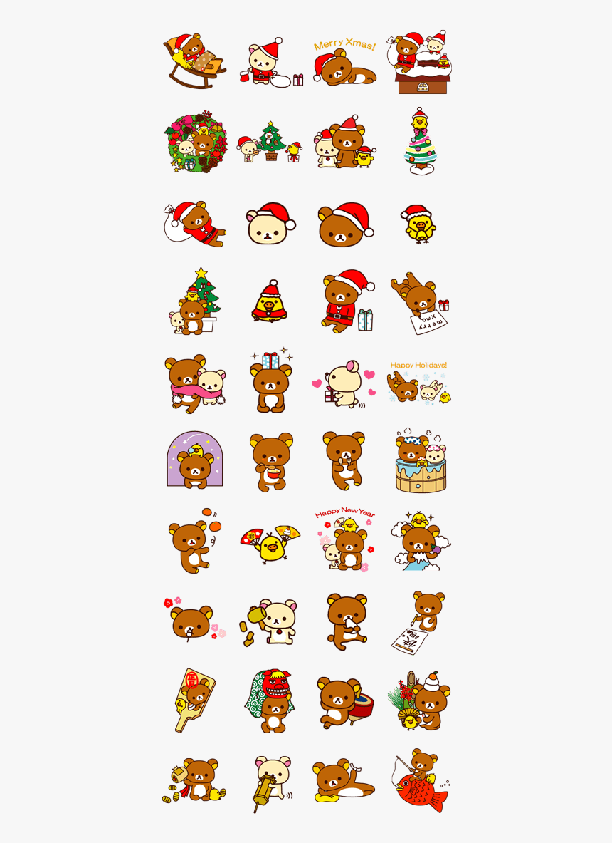 Transparent Rilakkuma Christmas - Cute Anime Printable Stickers, HD Png Download, Free Download