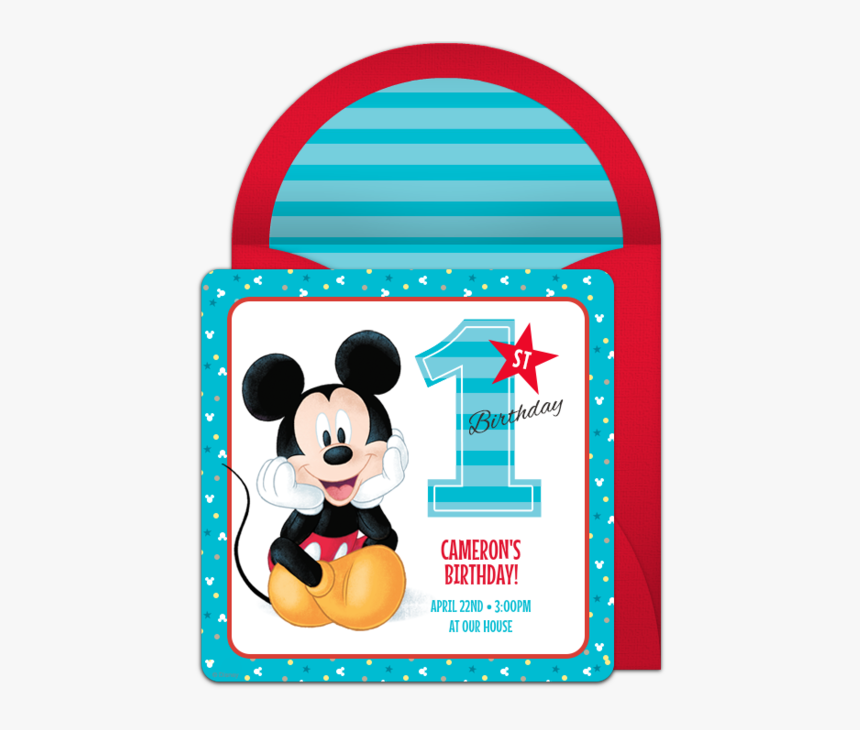 Mickey Mouse 1st Birthday Invitations Online, HD Png Download, Free Download