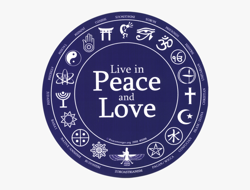 Peace And Love 6 Inch Sticker - Peace For All Religions, HD Png Download, Free Download