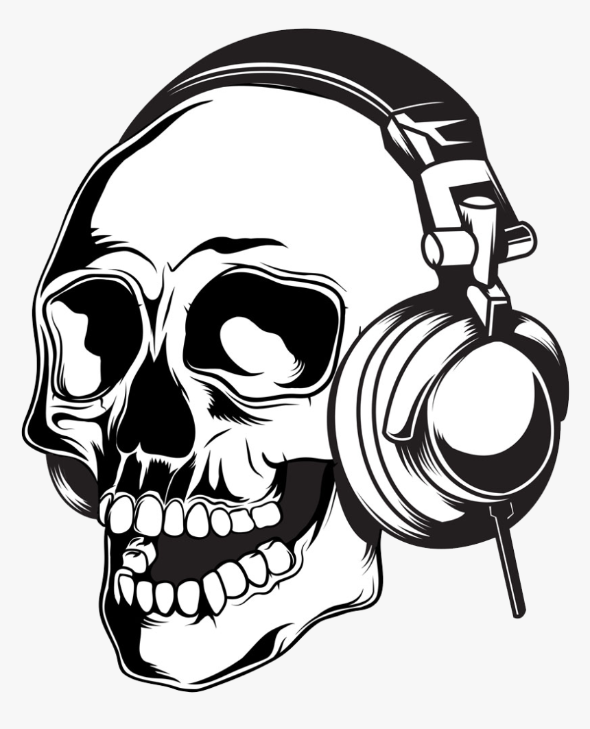 Clip Art Skull Illustration Wearing - Skull With Headphones Clipart, HD Png Download, Free Download