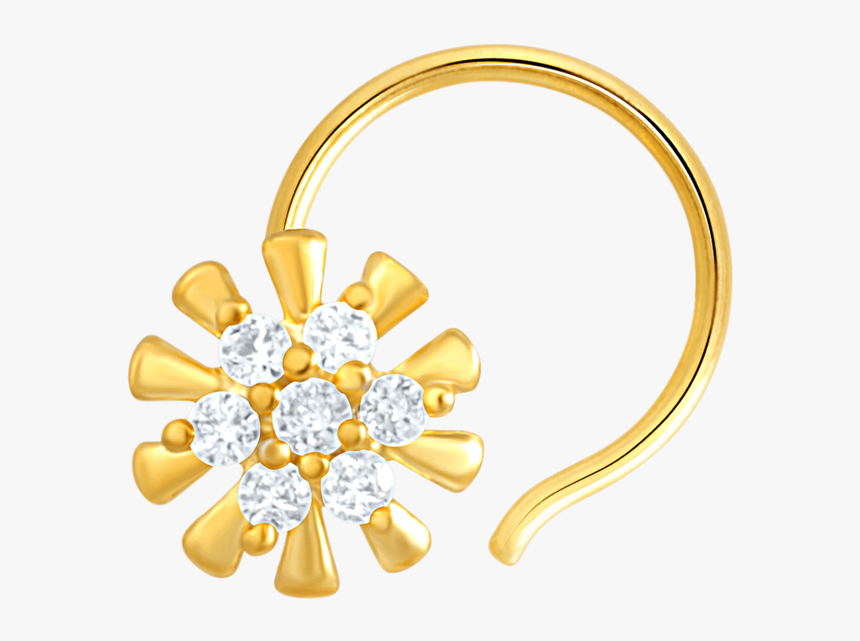 Mahi Gold Plated Bright Sunshine Nose Pin With Cz For - Body Jewelry, HD Png Download, Free Download