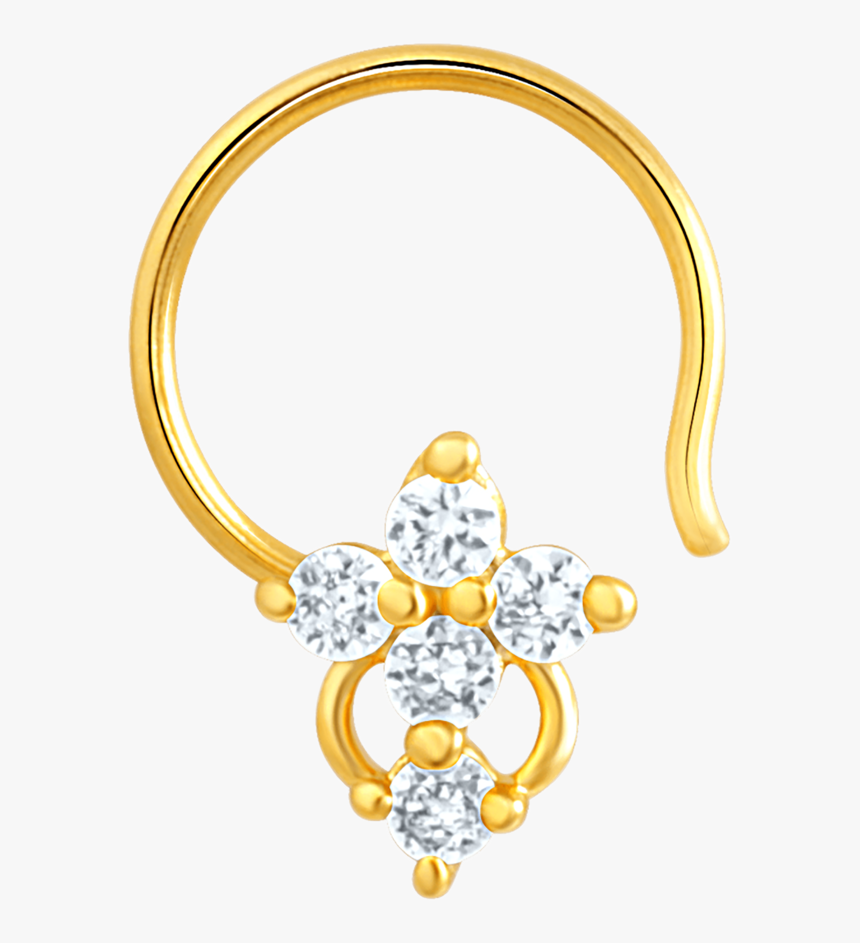 Mahi Gold Plated Symbolic Shine Nose Pin With Cz Stones - Body Jewelry, HD Png Download, Free Download