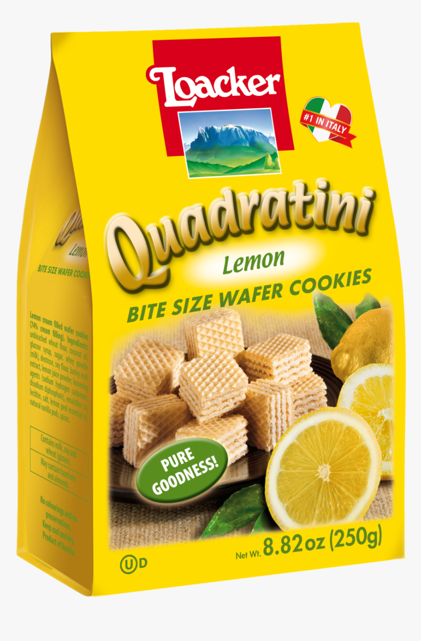 Quadratini Lemon Bite Size Wafer Cookies - Loacker Quadratini Lemon Wafers, HD Png Download, Free Download