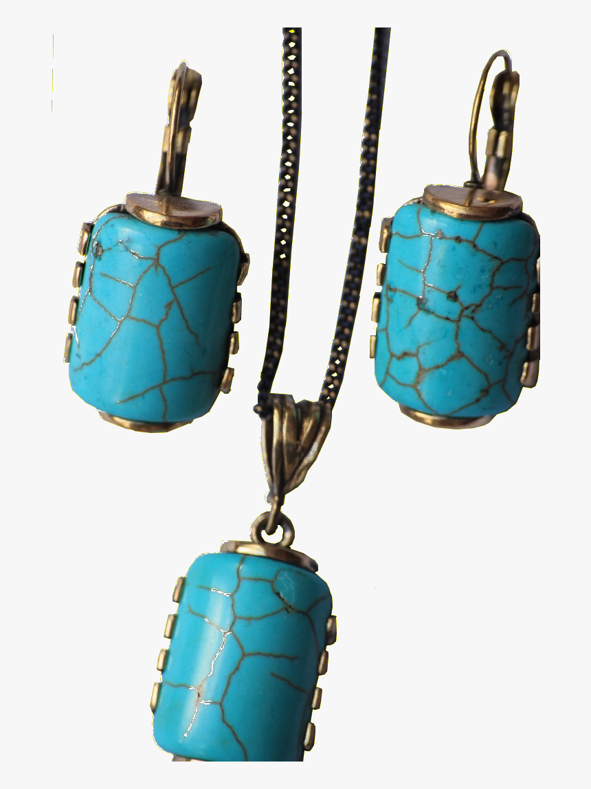 Earring And Neckless Bronze Set With Turquoise - Locket, HD Png Download, Free Download