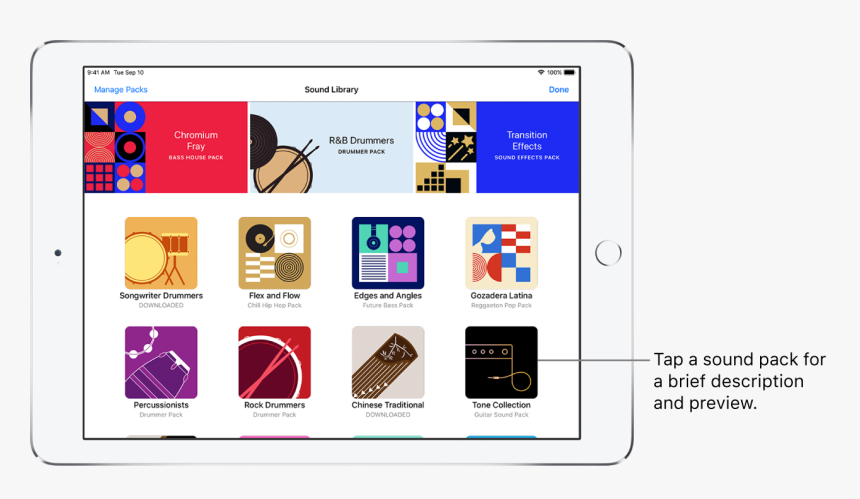 Tap A Sound Pack For A Brief Description And Preview - Garageband, HD Png Download, Free Download