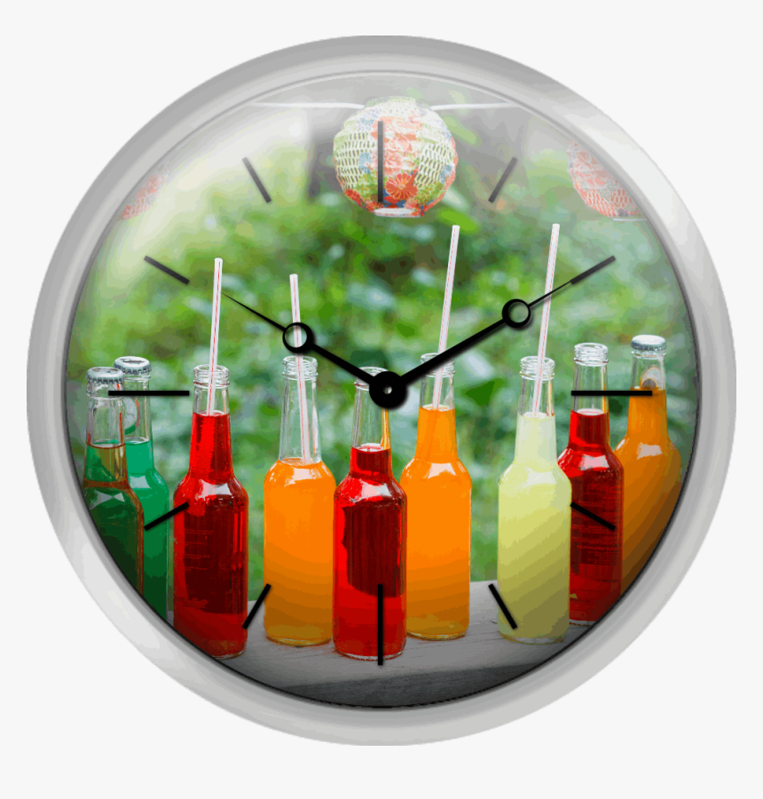 Bottles Of Coloured Cold Drink - Wall Clock, HD Png Download, Free Download