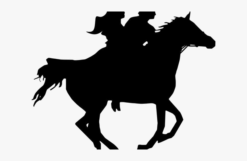 Horse Riding Clipart Rider Silhouette - Silhouette Of A Couple Riding On Horse, HD Png Download, Free Download