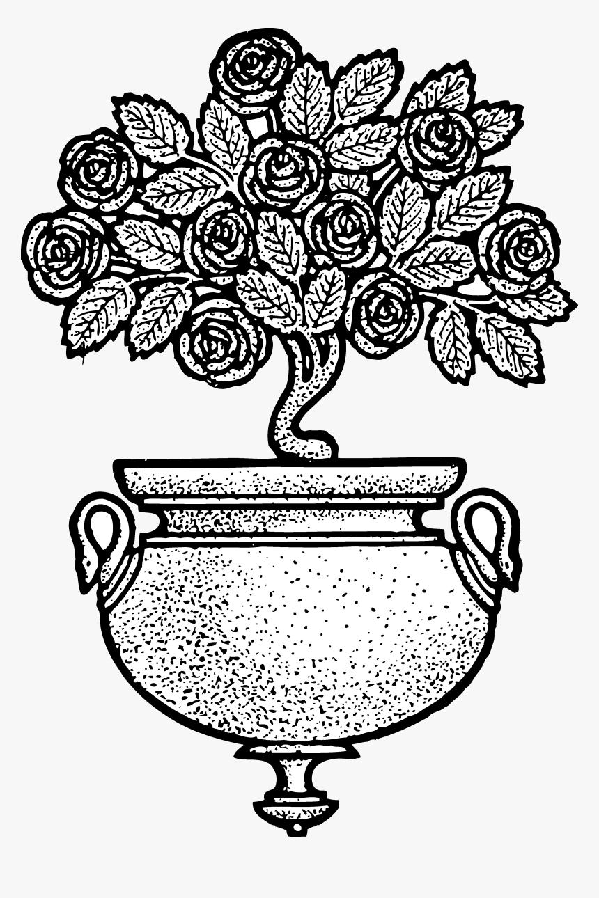 Vintage Flower Clipart Black And White - Flower Pot Design Clip Art, HD Png Download, Free Download