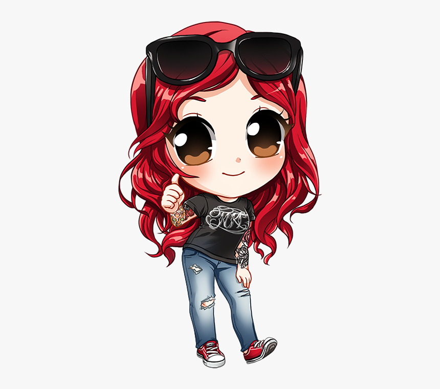 Character,fashion Hair,art,style,clip Art,black Hair - Chibi Red Hair Girl, HD Png Download, Free Download