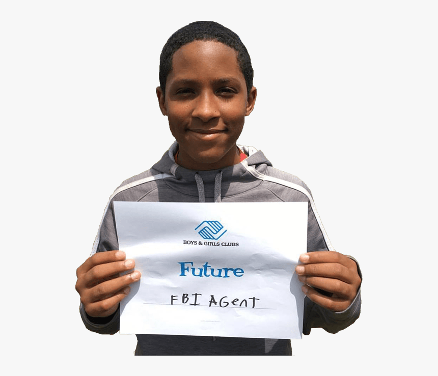 Boy Holding A Sign That Says Future Fbi - Trophy, HD Png Download, Free Download