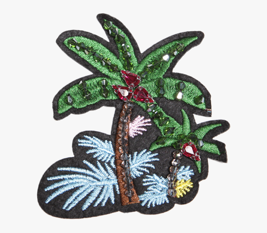 Custom Embroidered Coconut Tree Patch With Beads - Embroidery, HD Png Download, Free Download