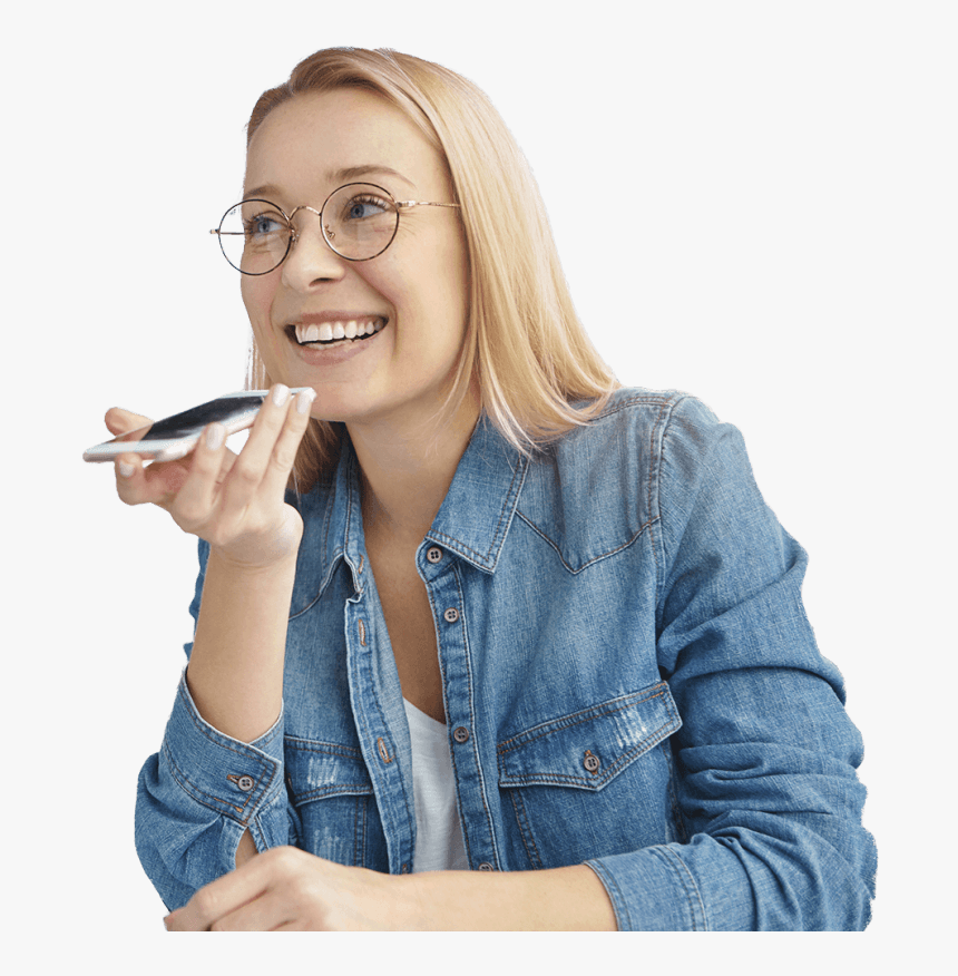 Blonde Girl On The Phone Using Voice Biometrics - Girl Phone Voice Png, Transparent Png, Free Download