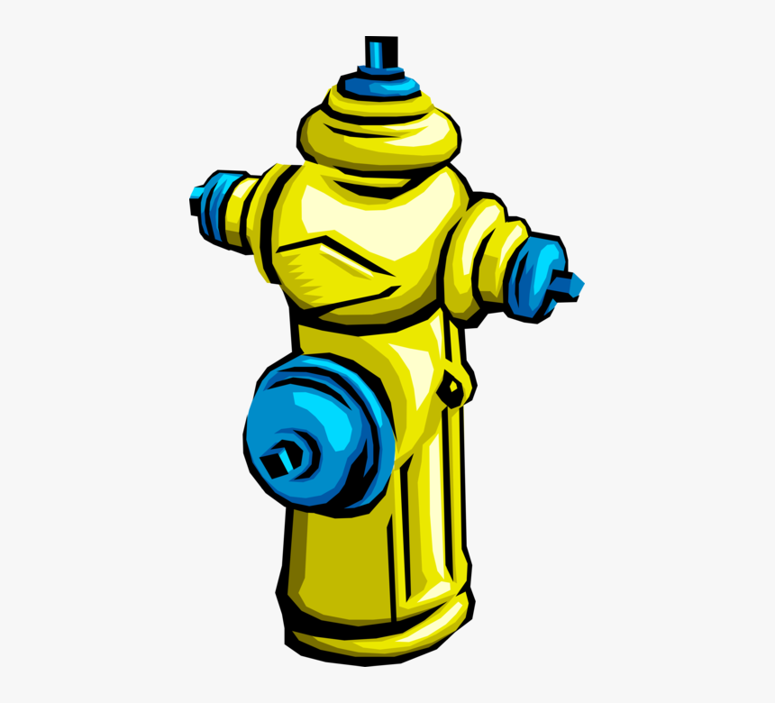 Vector Illustration Of Yellow And Blue Fire Hydrant - Cartoon Yellow Fire Hydrant, HD Png Download, Free Download