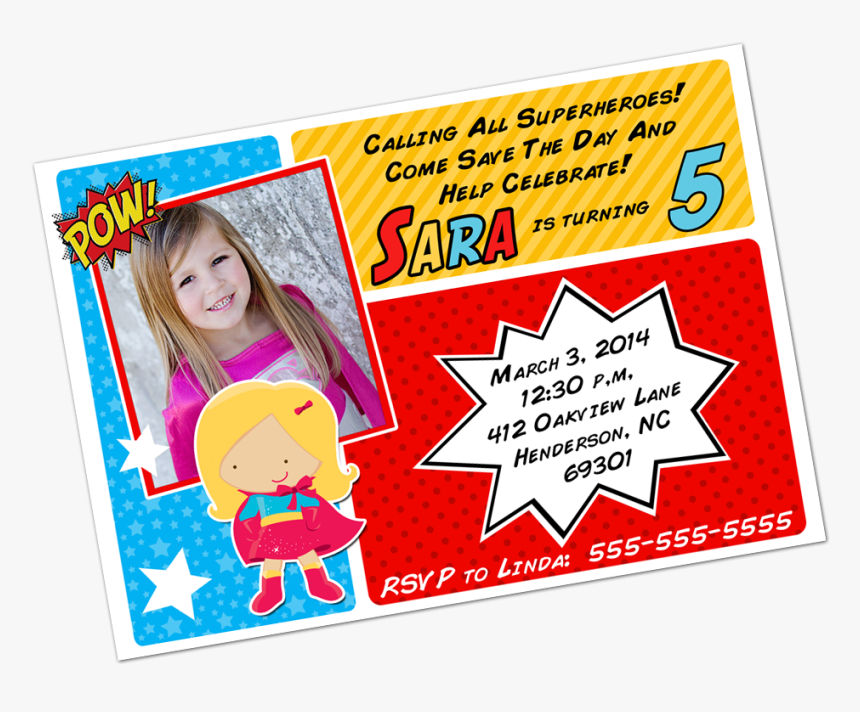 Blonde Superhero Girl Digital Invitation Digital Invitations - Sticker, HD Png Download, Free Download