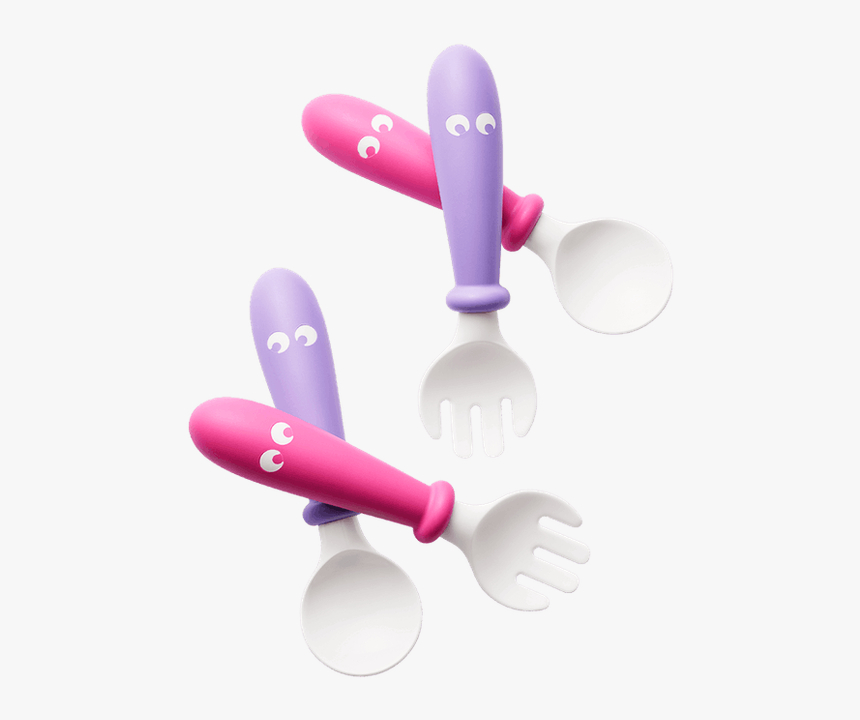 Baby Spoon & Fork [2 Sets] [pink/purple] - Babybjorn Spoon And Fork, HD Png Download, Free Download