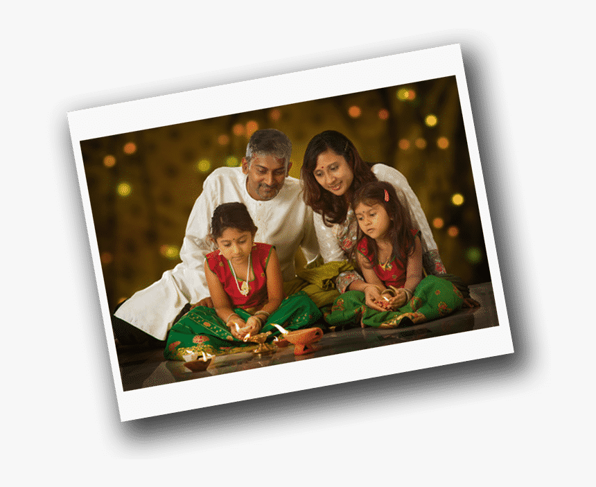 Asian Indian Family Diwali Celebration - Family In Diwali In Png, Transparent Png, Free Download