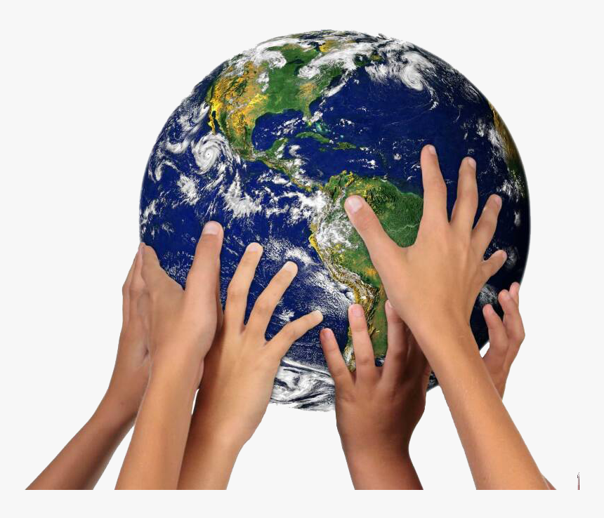 Transparent Hands Together Png - Earth With Hand, Png Download, Free Download