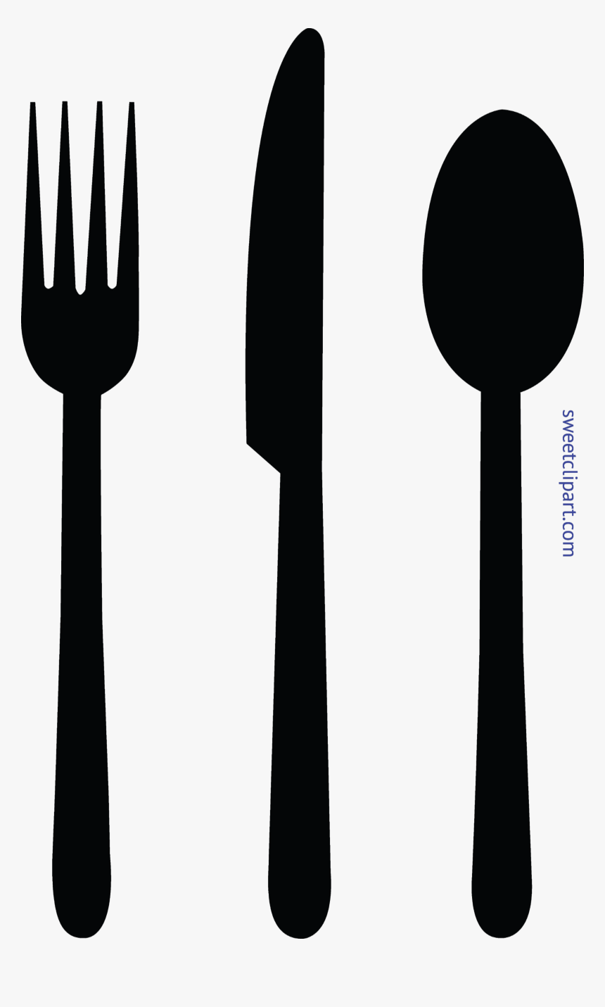Fork Knife Black Clip Art Sweet - Fork Spoon And Knife Clipart, HD Png Download, Free Download