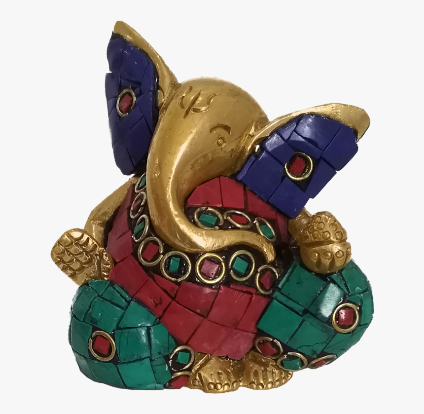 Divine Ganesha With Multi Coloured Stone Work Statue, - Mouse, HD Png Download, Free Download