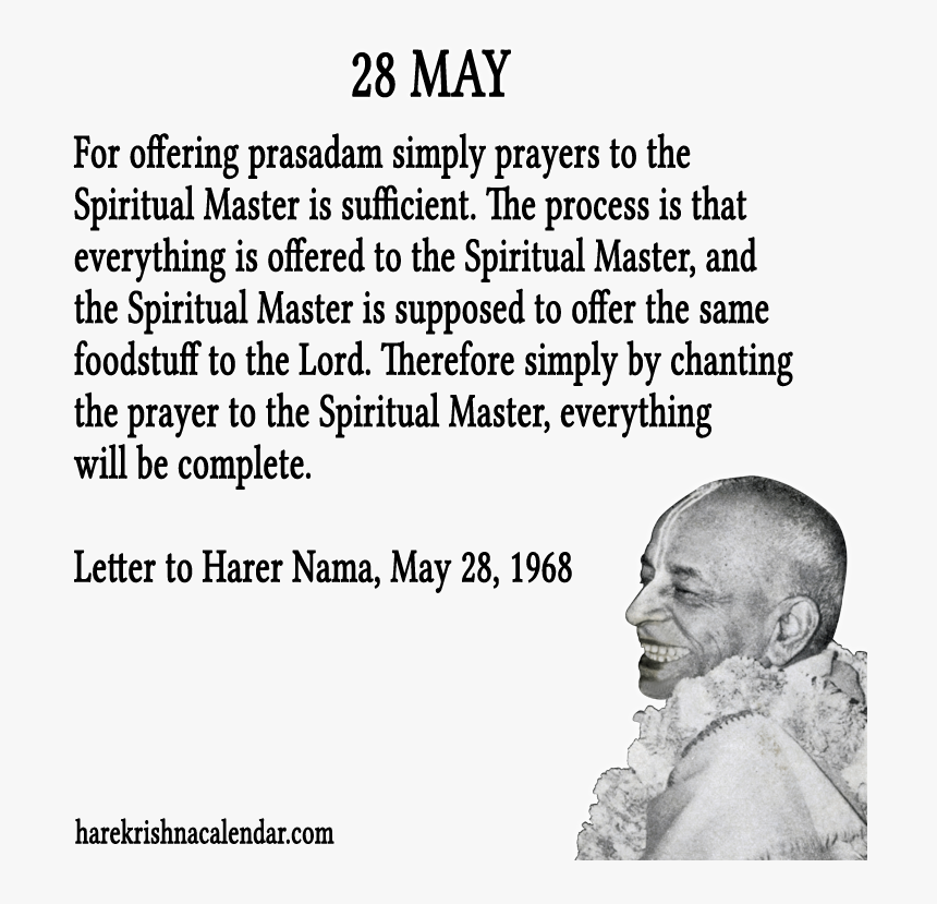 Srila Prabhupada Quotes For Month May - Srila Prabhupada Quotes On Prasadam, HD Png Download, Free Download