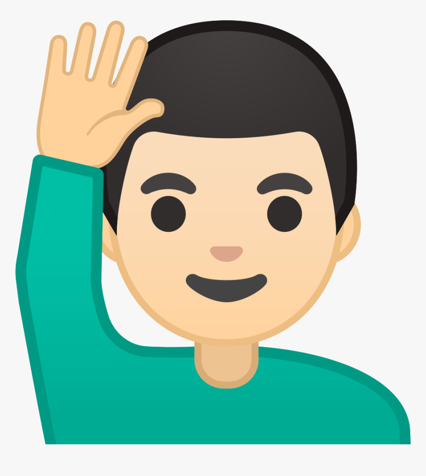 Man Raising Hand Light Skin Tone Icon - Hand Up Emoji, HD Png Download, Free Download