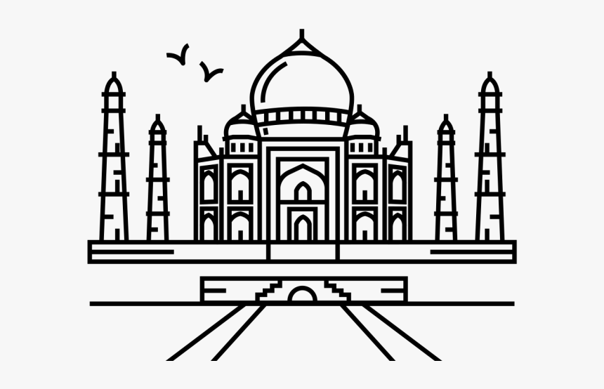 Taj Mahal Clipart Seven - Drawing Of 7 Wonders Of The World, HD Png Download, Free Download