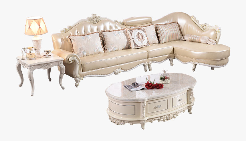 Luxury Design Royal Living Room Furniture Golden Leather - Kursi Sudut Busa Ukir, HD Png Download, Free Download