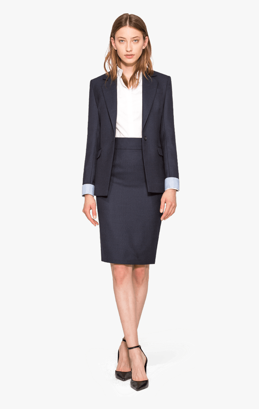 Navy Blue Wool One Button Skirt Suit With Peak Lapels"

	 - Woman In Vest Png, Transparent Png, Free Download