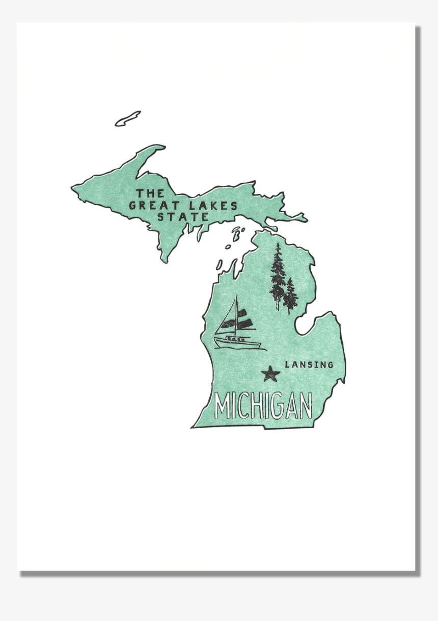 Michigan State Print - Map, HD Png Download, Free Download