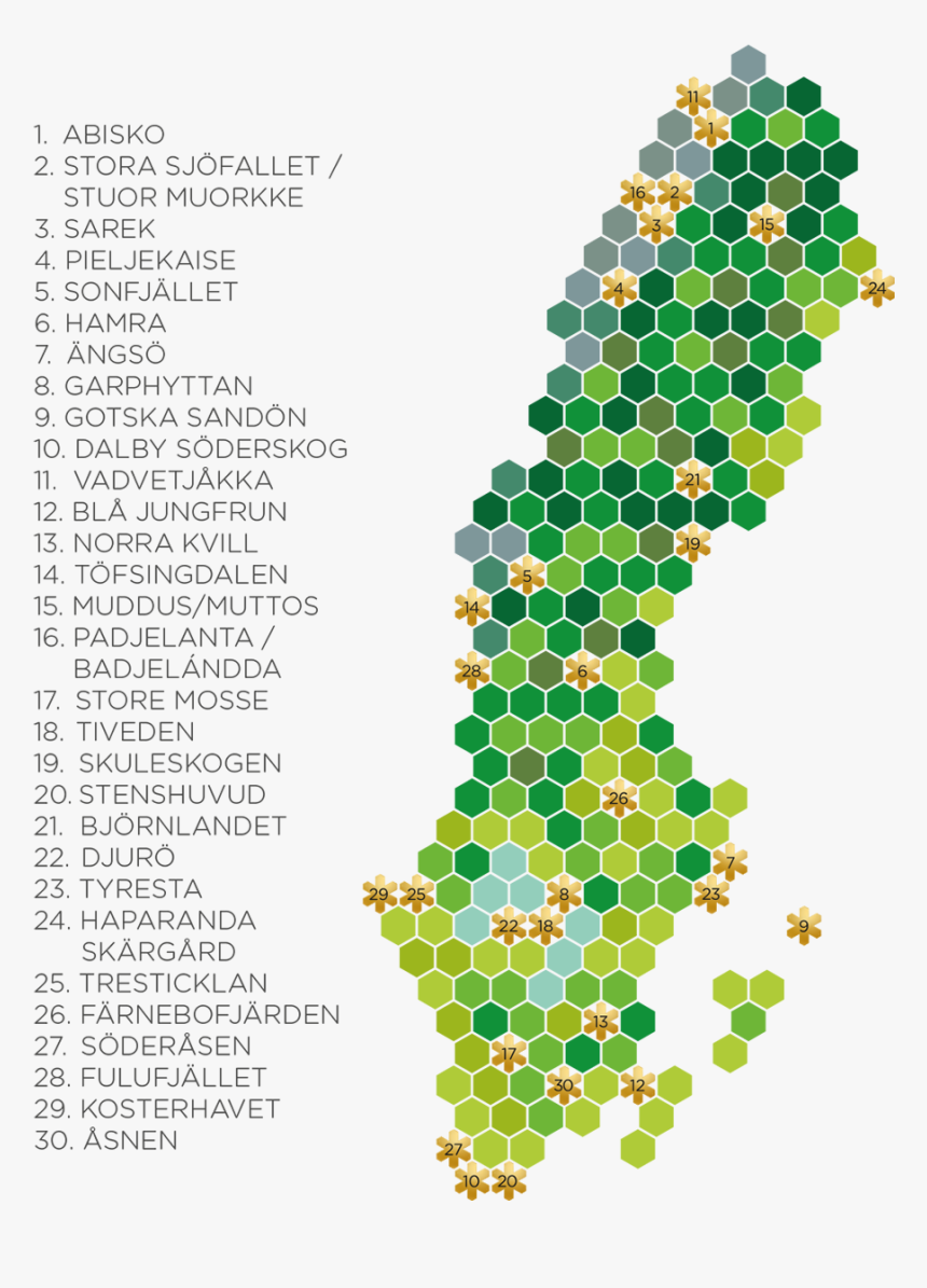 Map Of Sweden"s National Parks - Swedish National Park, HD Png Download, Free Download