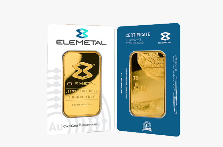 1 Oz Elemetal Gold Bar Front And Back - Elemetal 1 Oz Gold Bar, HD Png Download, Free Download